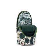 Standing Needle Case | Coffee and Yarn Green Fabric Print